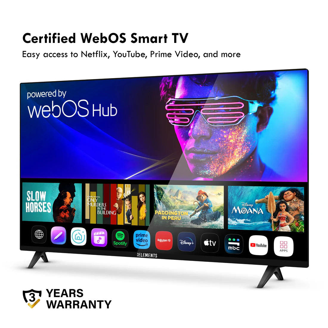 تلفزيون KB ELEMENTS الذكي QLED 4K مقاس 85 بوصة بنظام WebOS، تصميم بدون إطار (ELT85WQ8DE)