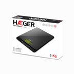 HAEGER Kitchen Scale Dark Glass – 5kg Precision | KS-005.007A