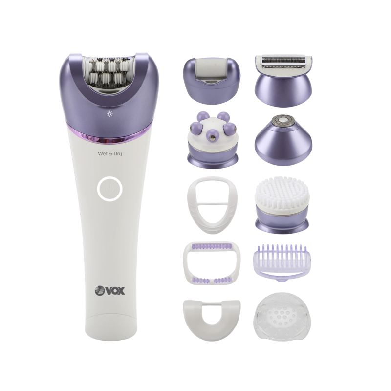 Vox Epilator  6-in-1 – IPX7 Waterproof, 120 Min, LED Light, Purple, LS607P