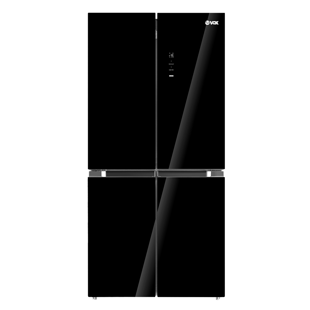 Vox Refrigerator, 4 Doors, 474L - No Frost, Inverter, Black Glass, 22 Cu. ft, MD6110BGE