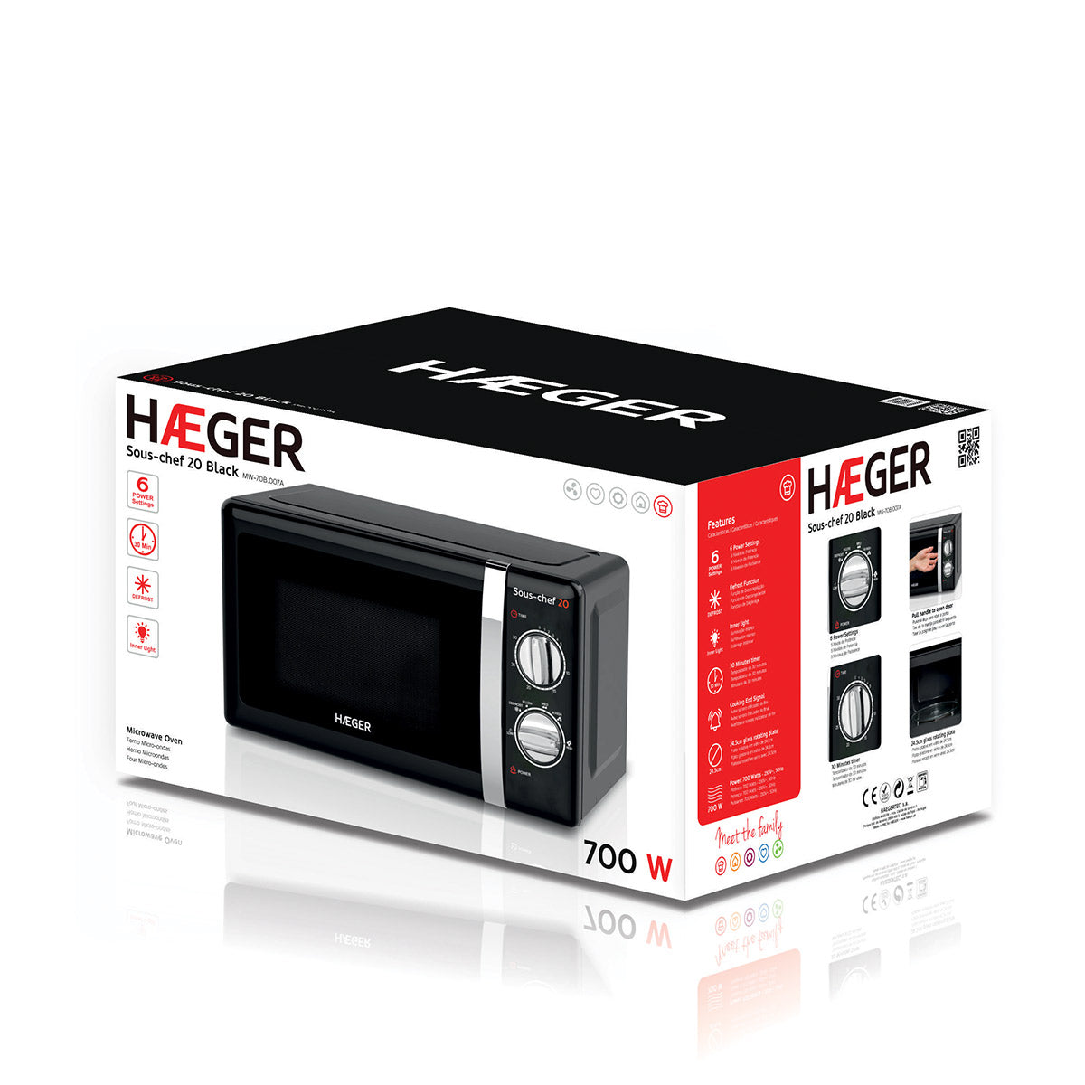 Haeger Microwave Oven 700W 20L Sous-Chef 20 – Black MW-70B.007A
