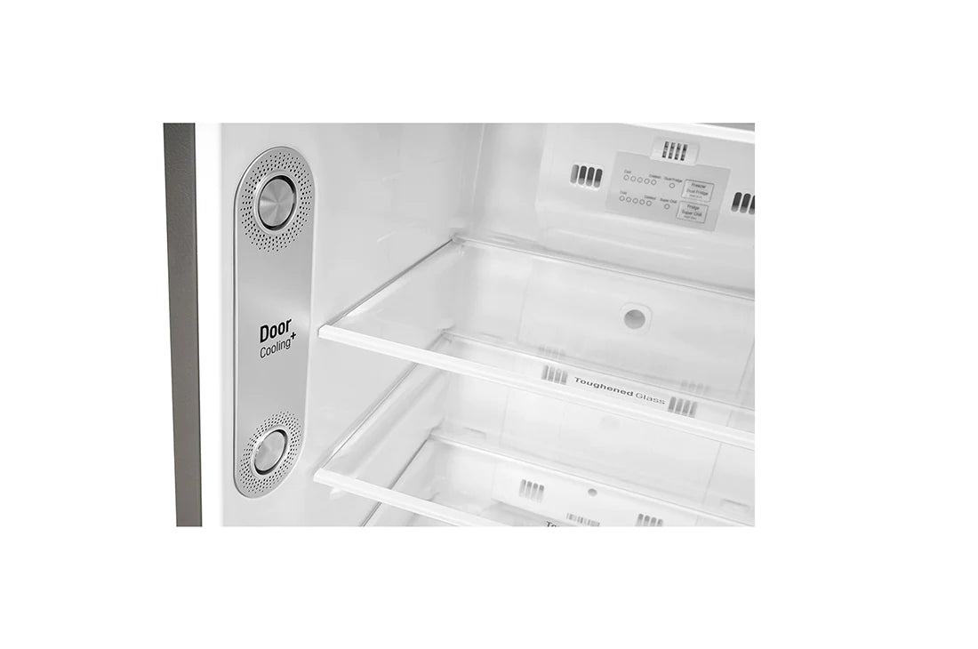 ثلاجة إل جي بفريزر علوي، سعة 308 لتر، بتقنية العاكس، موديل GL-G322RQBB، لون أبيض 