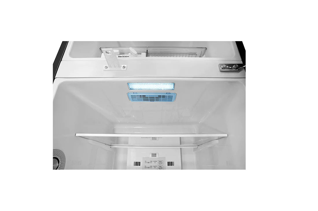 ثلاجة إل جي بفريزر علوي، سعة 308 لتر، بتقنية العاكس، موديل GL-G322RLBB، مصنوعة من الفولاذ المقاوم للصدأ 