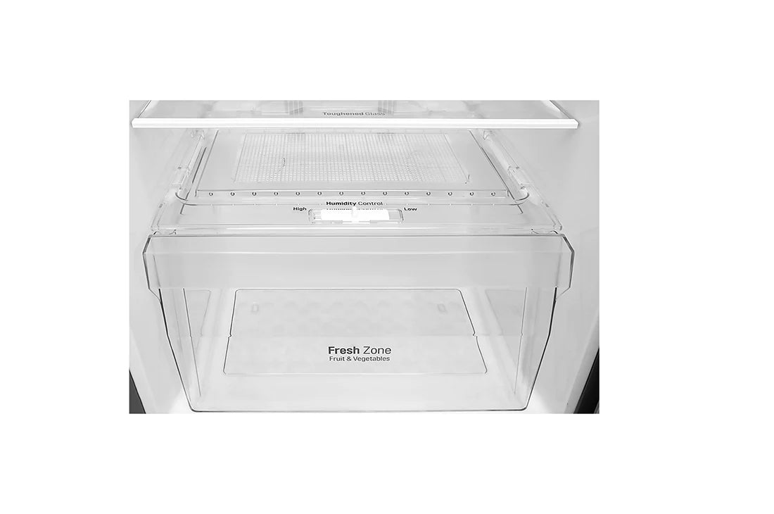 ثلاجة إل جي بفريزر علوي، سعة 308 لتر، بتقنية العاكس، موديل GL-G322RQBB، لون أبيض 