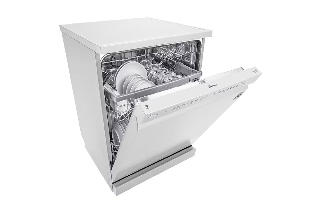 غسالة أطباق إل جي QuadWash™ قائمة بذاتها – 14 إعداد مكان، فضي بلاتيني، DFB512FW