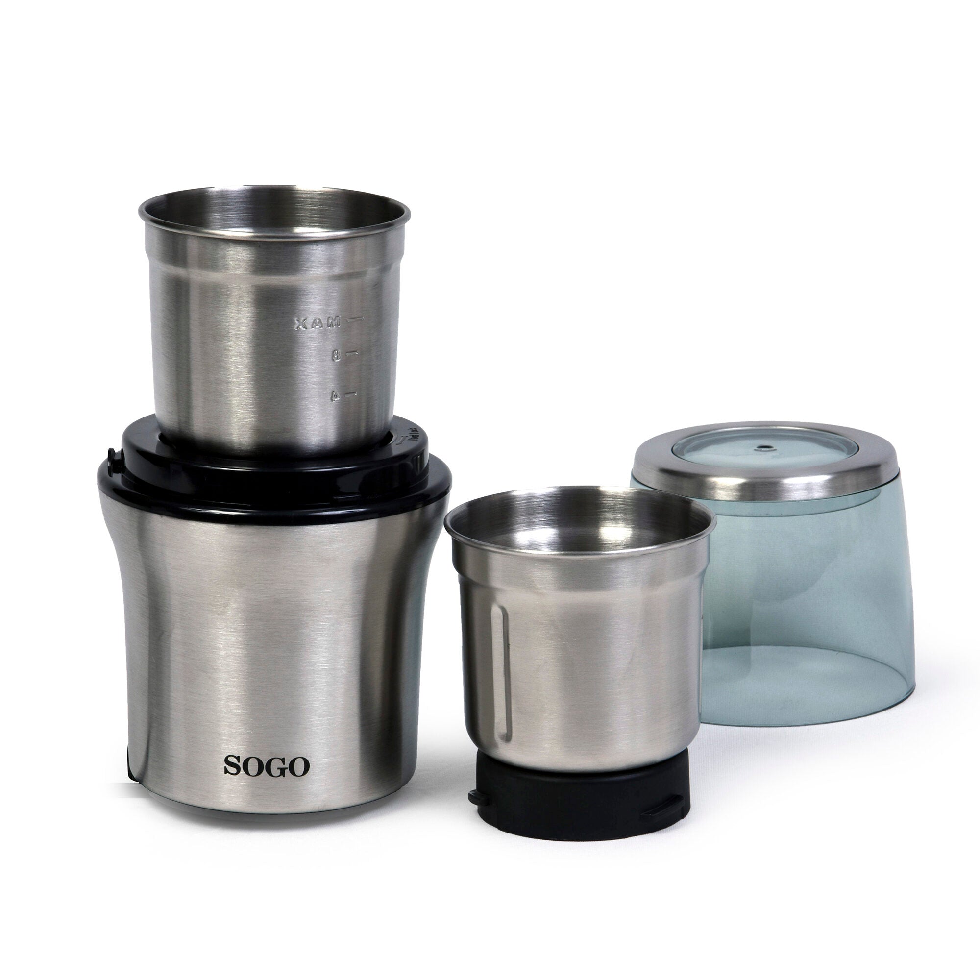 SOGO Electric Grinder & Chopper – 300W, 2 Stainless Steel Cups, Dry & Wet – MOL-SS-5230