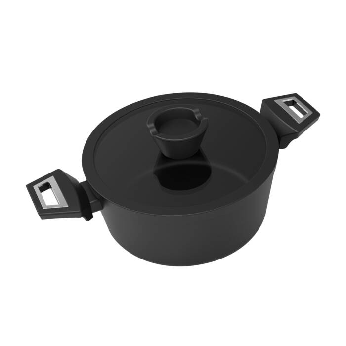 Sogo High Casserole With Glass Lid | Forged Aluminum Gold Series 24cm | SS-23170