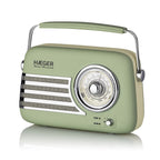 Haeger Radio Speaker Retro Bluetooth Vintage FM  5W – 20H Battery, AM/FM, USB, AUX, USB-C Charging, RB-GRE.001A