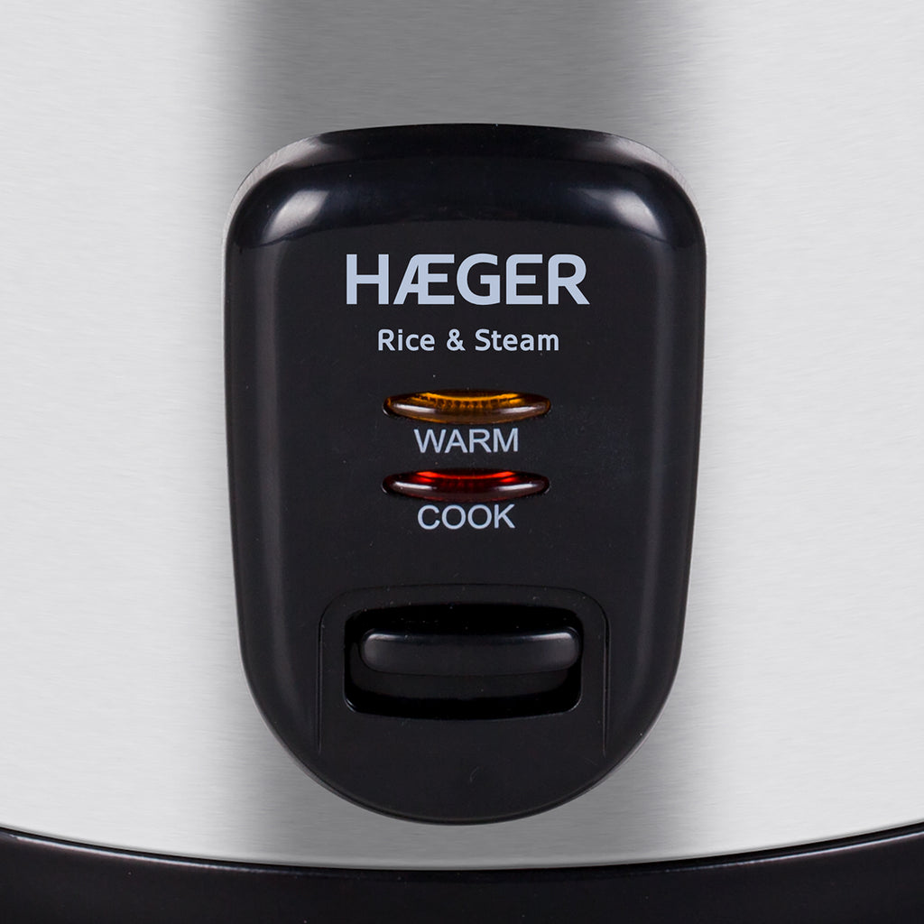 HAEGER Rice & Steam Electric Rice Cooker 1.8L | 700W | Stainless Steel | Steamer