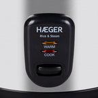 HAEGER Rice & Steam Electric Rice Cooker 1.8L | 700W | Stainless Steel | Steamer