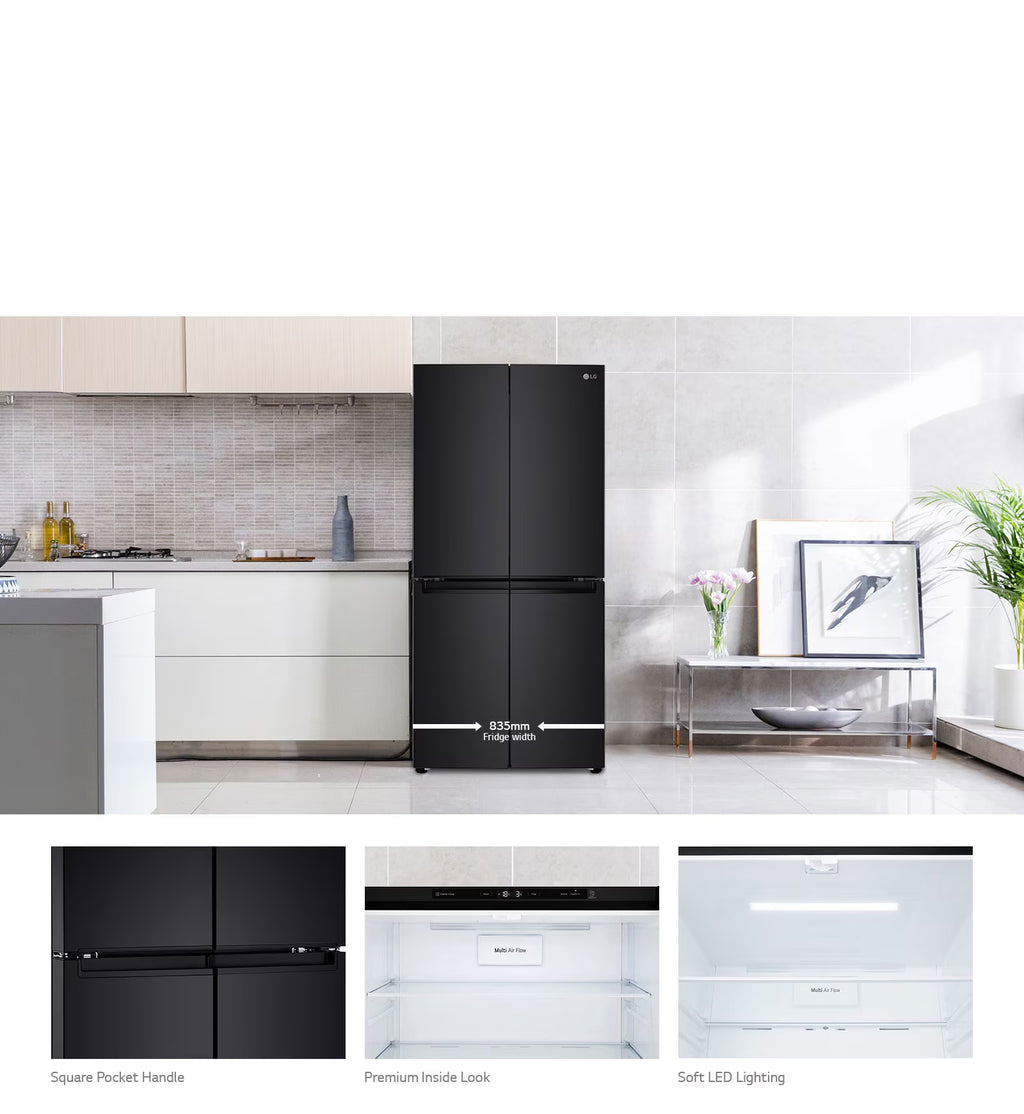 ثلاجة ال جي 4 أبواب - 594 لتر | LinearCooling™ | 4 أبواب، GCB-244DFPL، فضي