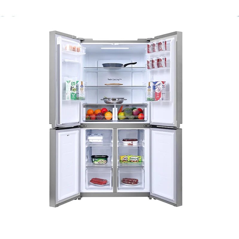Samsung 4-Door Refrigerator 466L – Twin Cooling Plus, Water Dispenser, Silver, RF48A4010M9/LV