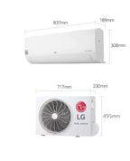 مكيف إل جي، 9000 وحدة حرارية بريطانية، تحكم بالتروس، بتقنية العاكس المزدوج ™DUAL Inverter، بتقنية WiFi SmartThinQ، فئة كفاءة الطاقة A++، فريون R32، موديل S09ET.NSJS أبيض