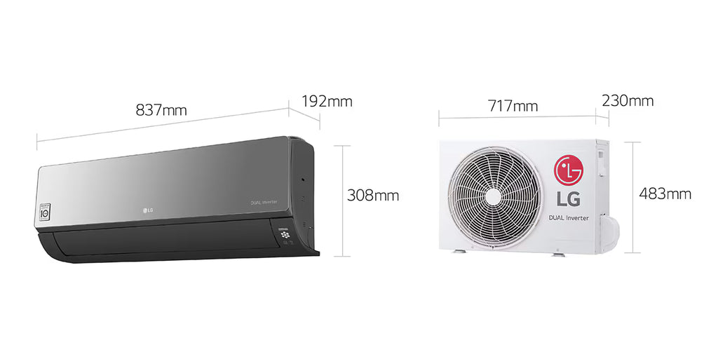 مكيف ال جي ARTCOOL، 12000 وحدة حرارية بريطانية، تحكم بالتروس، عاكس مزدوج DUAL Inverter™، مؤين بلازما Plasmaster™ Ionizer+، واي فاي، S4-W12JARPD أسود