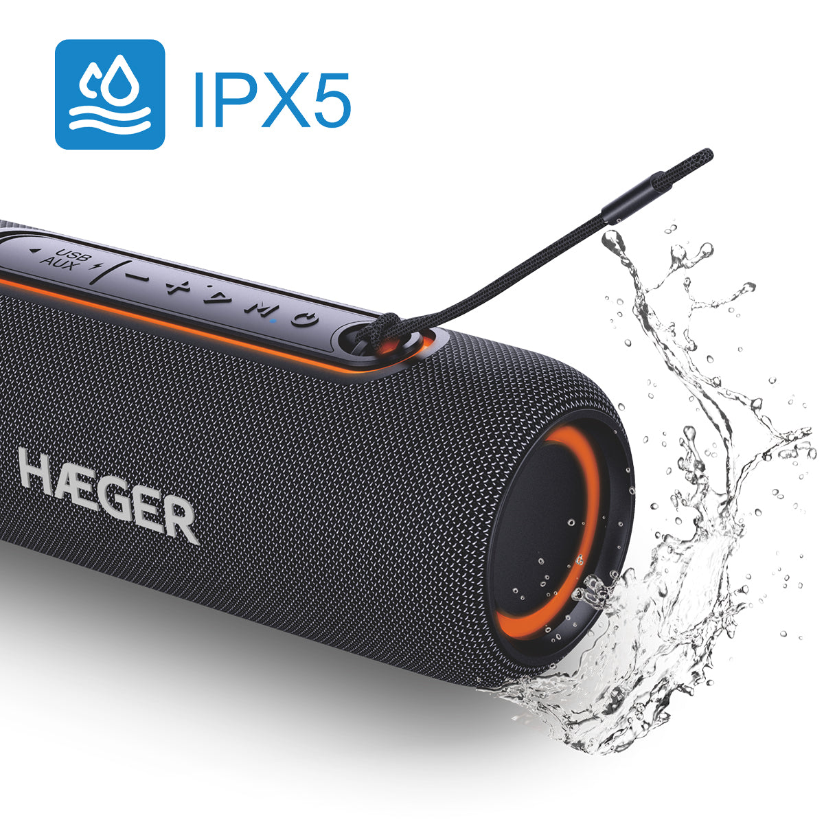 Haeger Speaker Light Boom Portable Bluetooth 10W – IPX5, RGB Lighting, TWS, SP-10W.003A