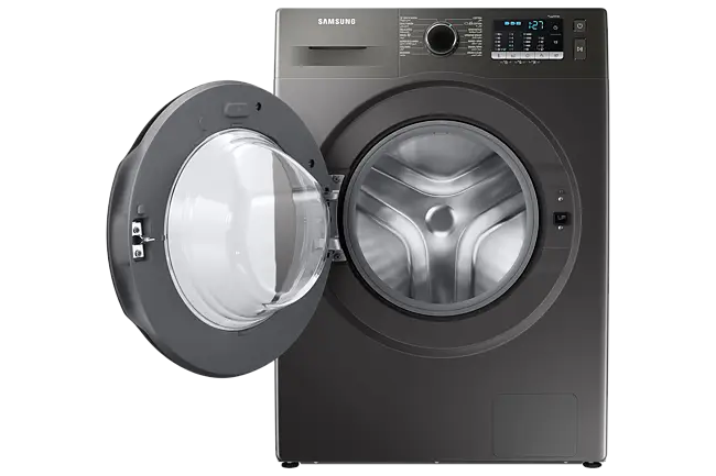 غسالة سامسونج تحميل أمامي سعة 9 كجم، 1400 دورة في الدقيقة WW90TA046AX، مصنوعة من الفولاذ المقاوم للصدأ