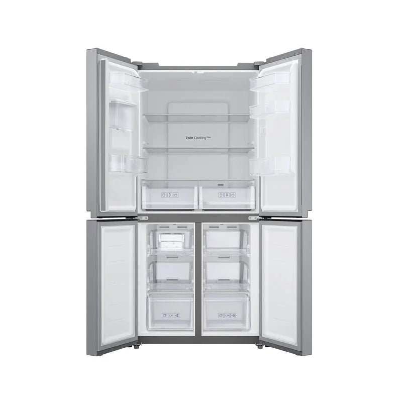 Samsung 4-Door Refrigerator 466L – Twin Cooling Plus, Water Dispenser, Silver, RF48A4010M9/LV