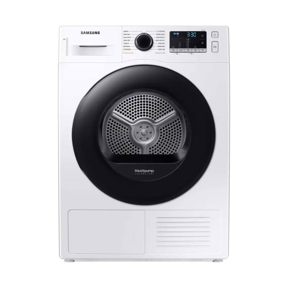 Samsung Dryer Heat Pump Condenser Tumble 9 KG  Series 5 White – A++ Energy, SensorDry, Diamond Drum | DV90TA040AE
