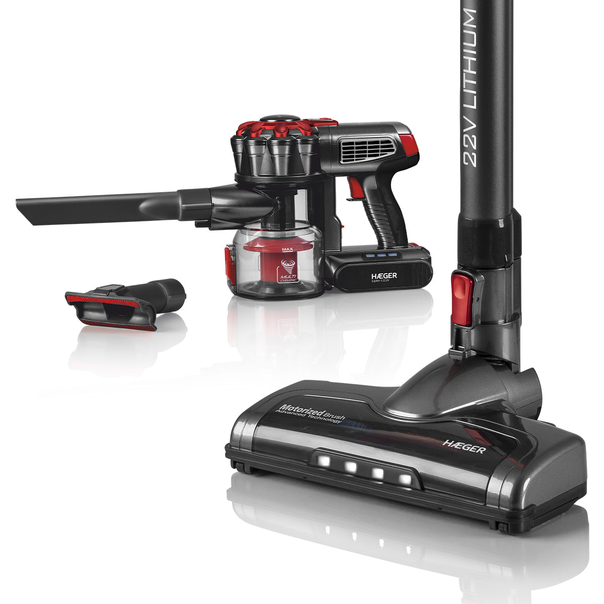 Haeger Cordless Vacuum Cleaner 22.2V – Jupiter II, 40 Min, Cyclonic Filter, LED Brush