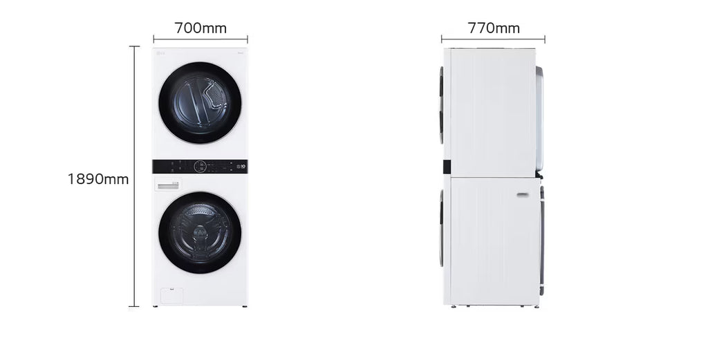LG WashTower™ غسالة تعبئة أمامية 21 كغ غسيل / 16 كغ تجفيف - أبيض، WT2116WRK