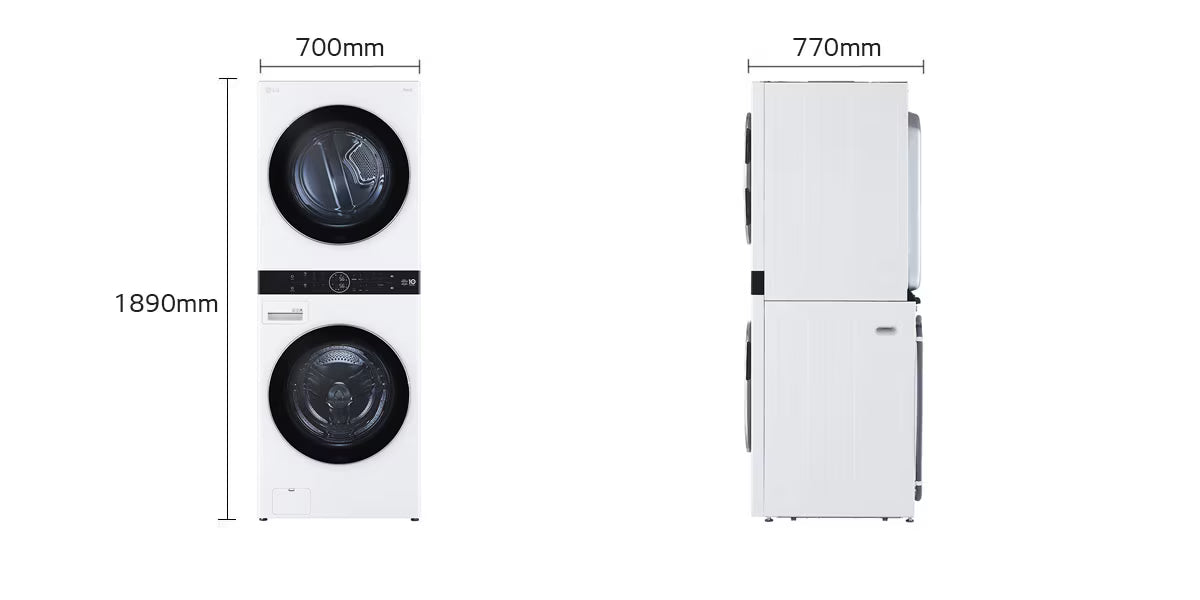 LG WashTower™ غسالة تعبئة أمامية 21 كغ غسيل / 16 كغ تجفيف - أبيض، WT2116WRK