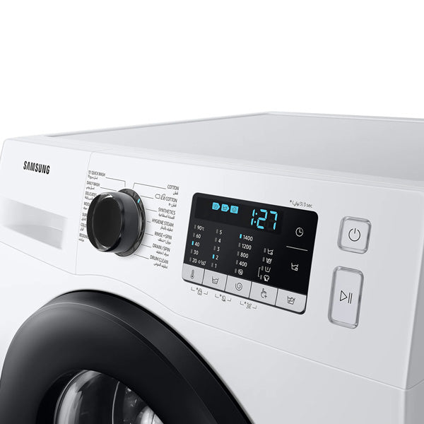 غسالة سامسونج تحميل أمامي، 8 كجم، 1400 دورة في الدقيقة، WW80TA046AE، أبيض