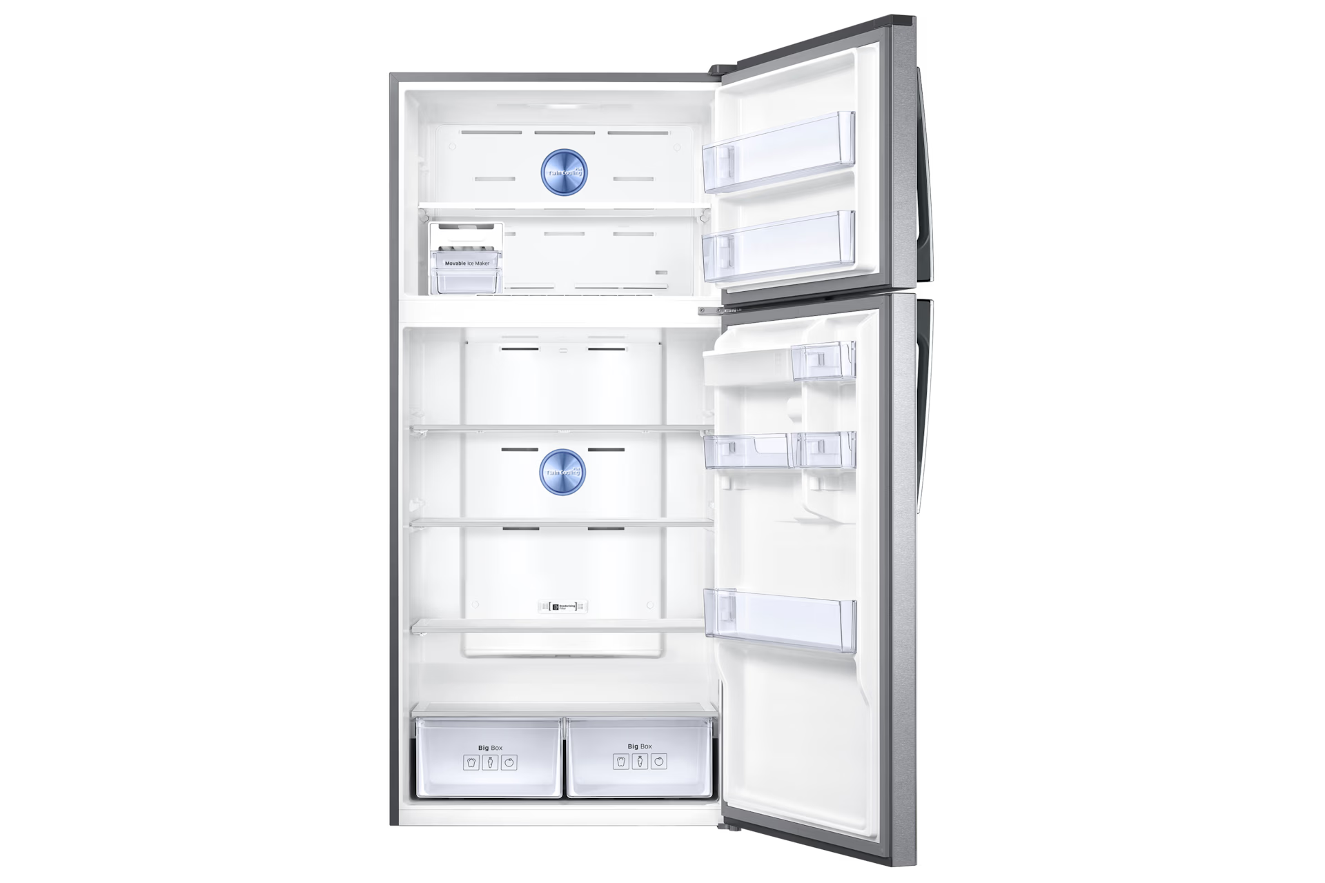 ثلاجة سامسونج بفريزر علوي، سعة 618 لتر، موديل RT62K7150SL، فضية اللون