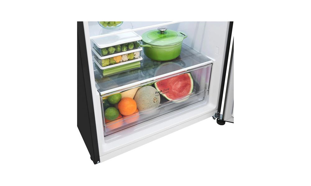 ثلاجة إل جي بفريزر علوي، سعة 315 لترًا، بتقنية العاكس، موديل GN-B312PXGB، لون أسود فولاذي 