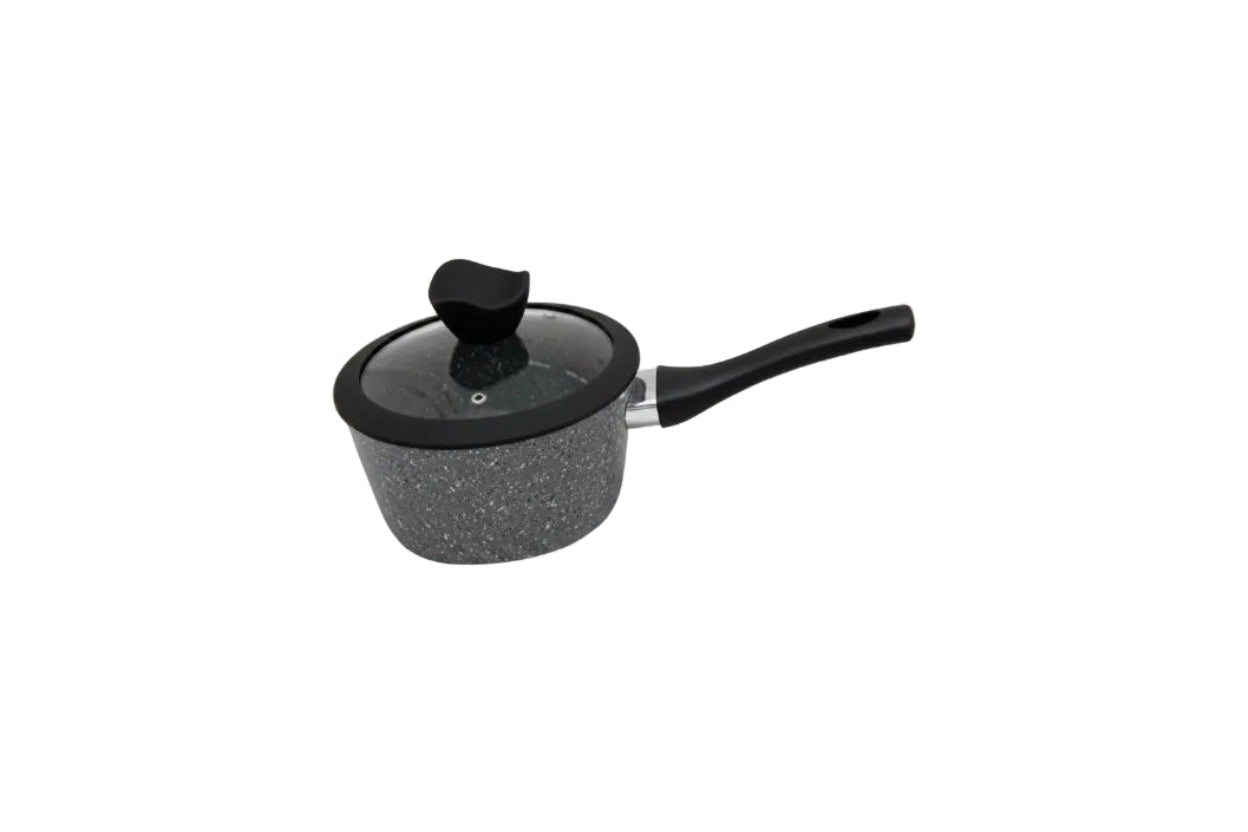 Mirage Grey Granite Coated Sauce Pot 18 cm with Tempered Glass Lid | MR-SP18