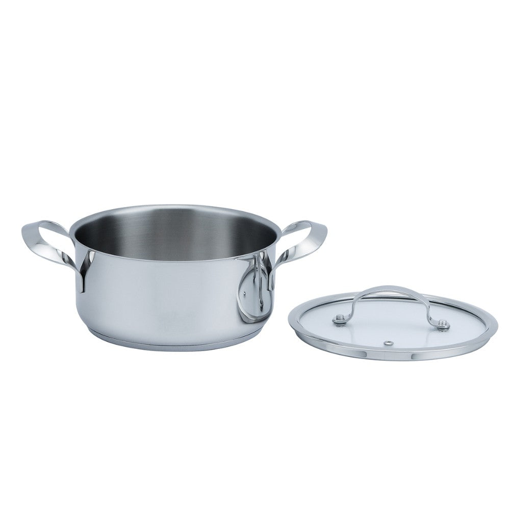 HAEGER Cooking Pot Stainless Steel Multi Sizes 32, 28, 24, 20, 18, 16 cm | Glass Lid | All Hobs