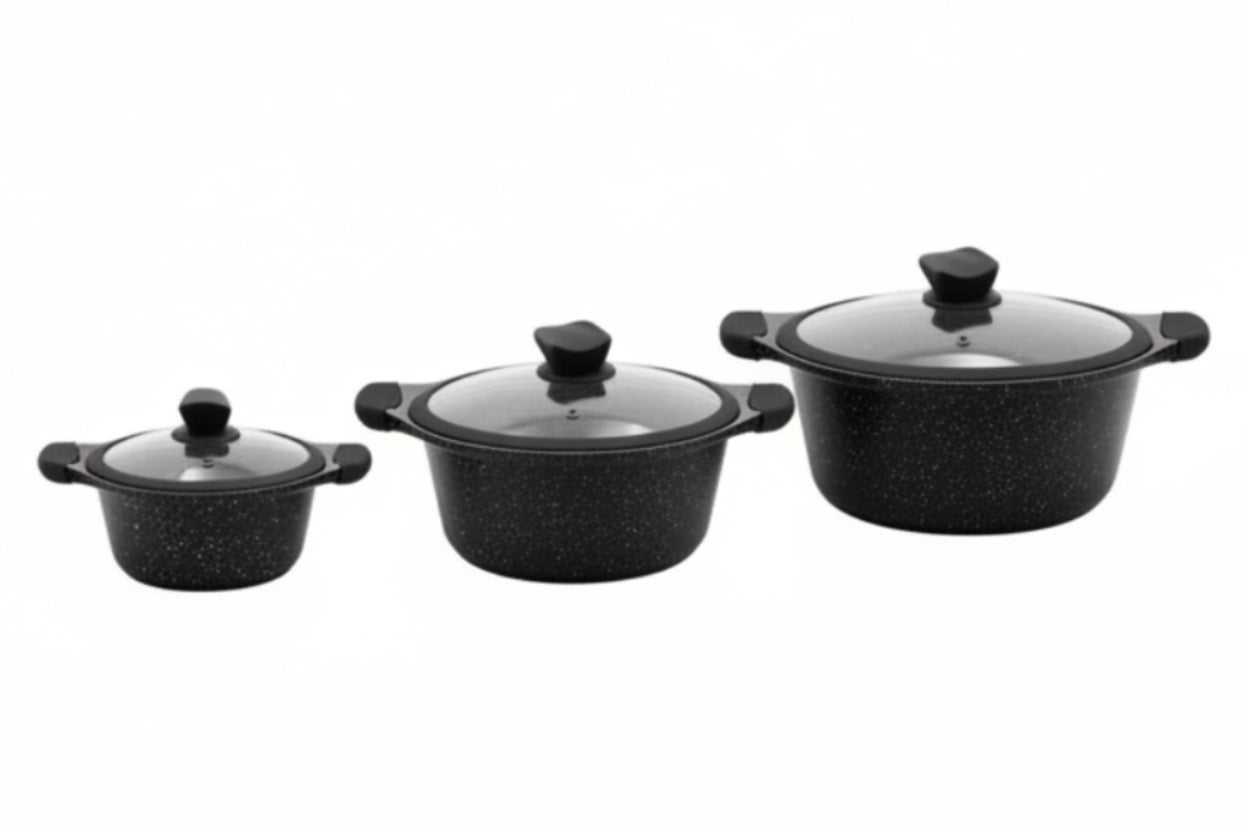 Mirage Black Granite Coated Casserole Set 3 Pcs | M-C2028