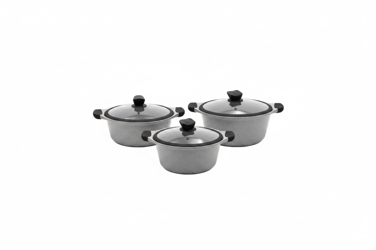 Mirage Grey Granite Coated Casserole Set 3 Pcs | M-C2028