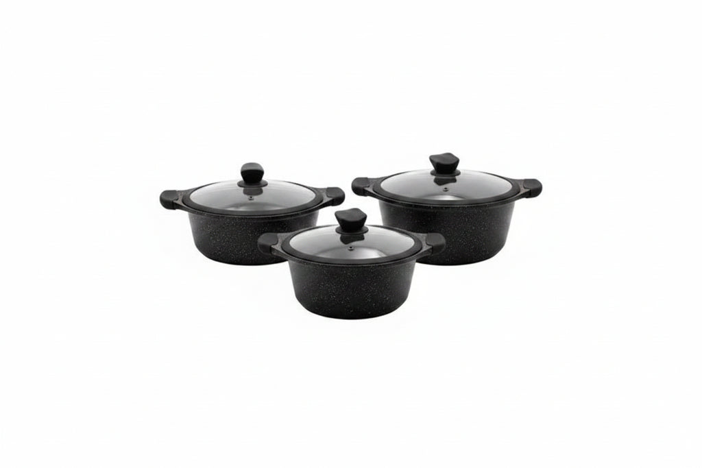 Mirage Black Granite Coated Casserole Set 3 Pcs | M-C2028