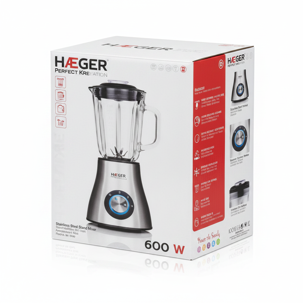 Haeger Blender Perfect Smoothie 600W with Glass Jar – LQ-600.007A
