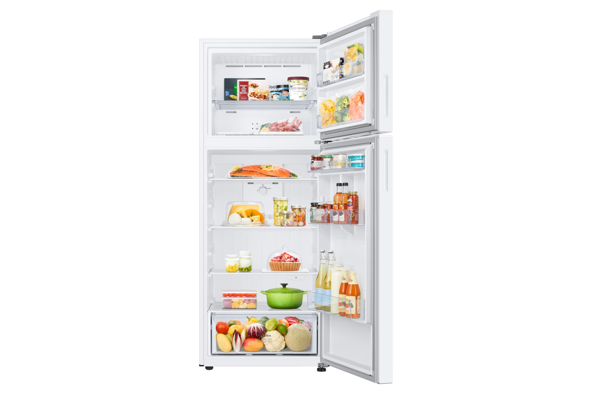 ثلاجة سامسونج بفريزر علوي، سعة 463 لترًا، موديل RT47CG6002WWIQ، لون أبيض