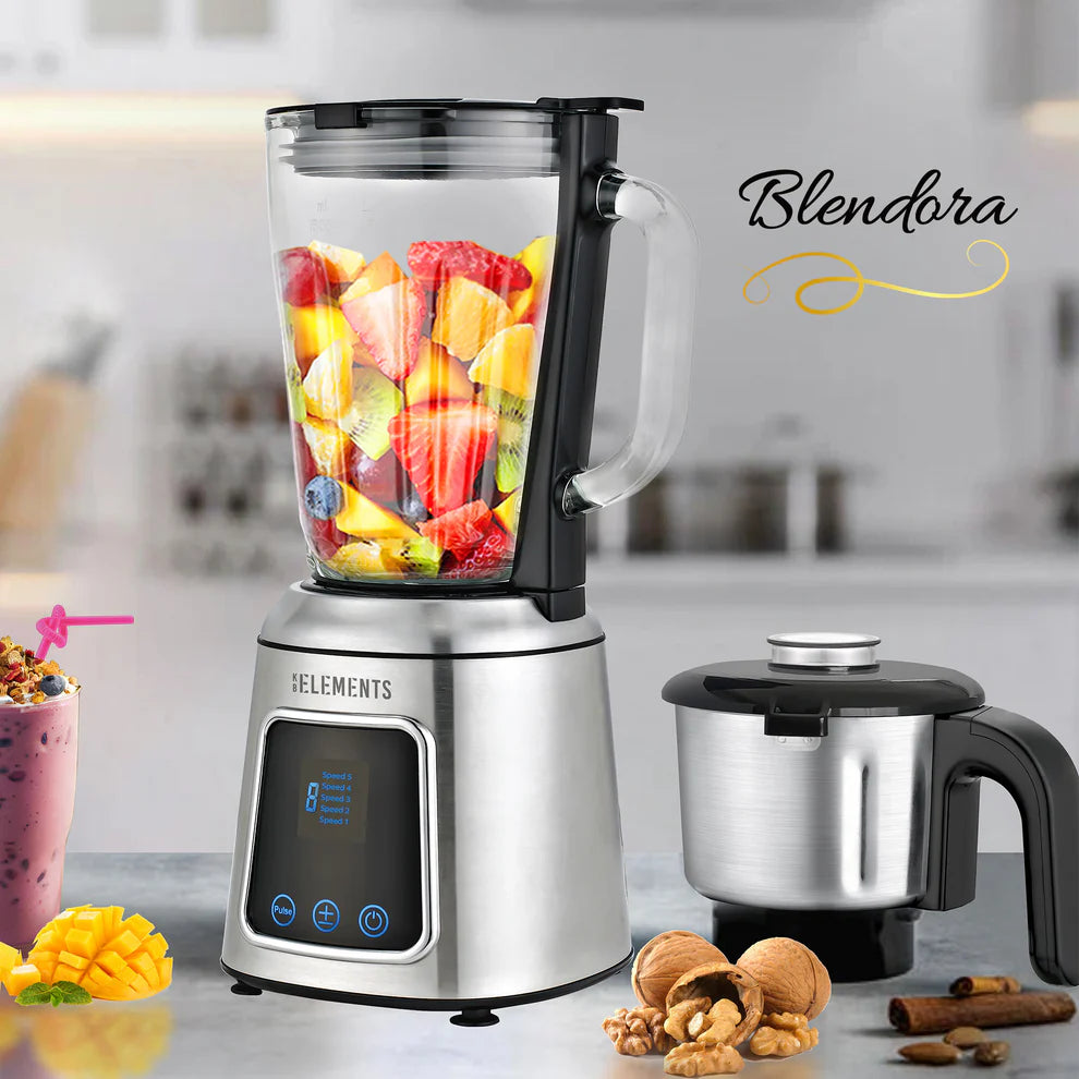 KB ELEMENTS 2-in-1 Electric Blender "Blendora" – Glass & Stainless Steel, 600W (ELK303G)