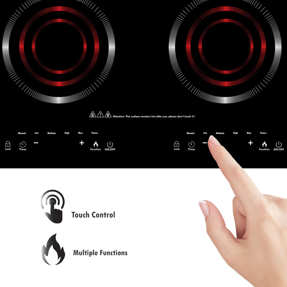 KB ELEMENTS Double Infrared Cooker 3600W – Touch Sensor, Black Crystal Glass (ELK110RP)