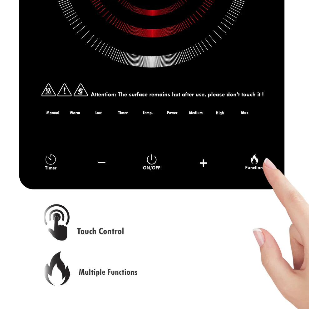 KB ELEMENTS Infrared Cooker 2000W – Touch Sensor, Black Crystal Glass (ELK109RP)