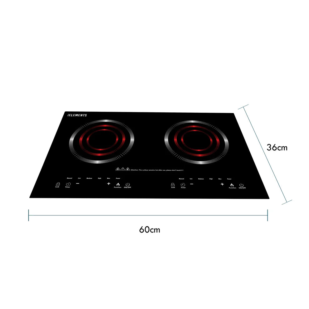 KB ELEMENTS Double Infrared Cooker 3600W – Touch Sensor, Black Crystal Glass (ELK110RP)