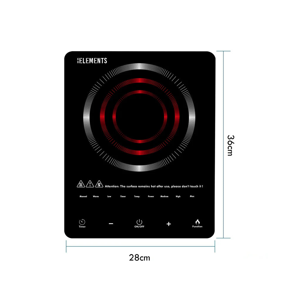 KB ELEMENTS Infrared Cooker 2000W – Touch Sensor, Black Crystal Glass (ELK109RP)