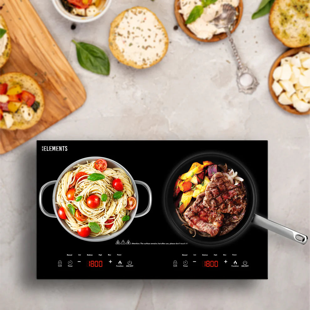 KB ELEMENTS Double Infrared Cooker 3600W – Touch Sensor, Black Crystal Glass (ELK110RP)
