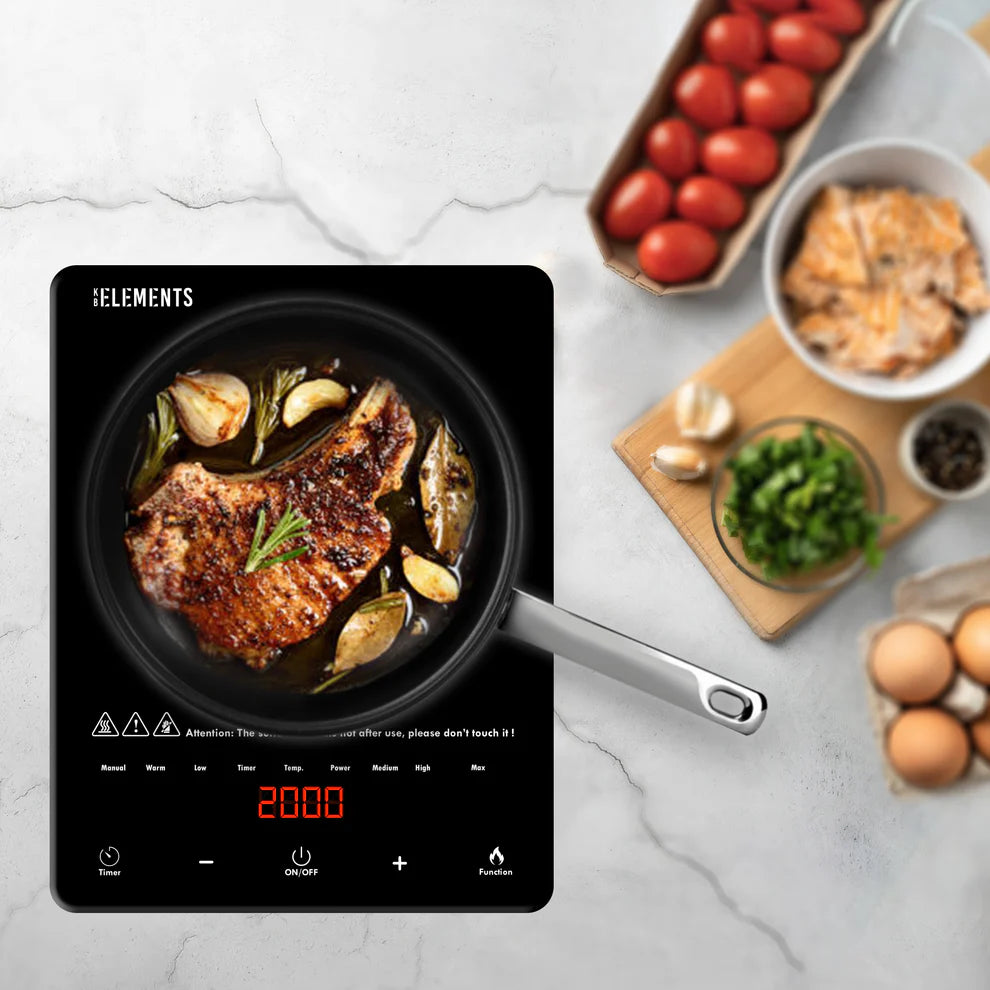 KB ELEMENTS Infrared Cooker 2000W – Touch Sensor, Black Crystal Glass (ELK109RP)