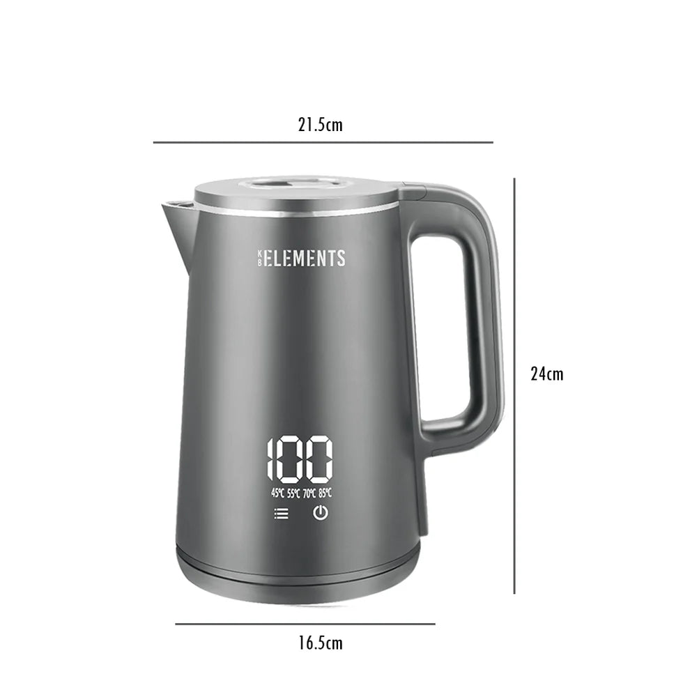 KB ELEMENTS Electric Digital Kettle "SmartBoil" – Grey (ELK224KG)