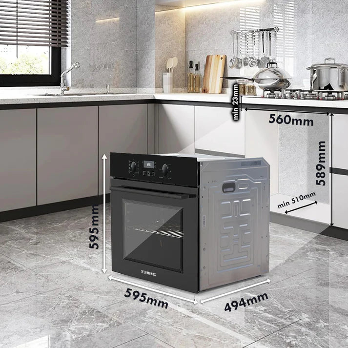 KB ELEMENTS Built-In Gas Oven 60cm – 73L Capacity, Convection & Rotisserie (ELK73GV1/2)