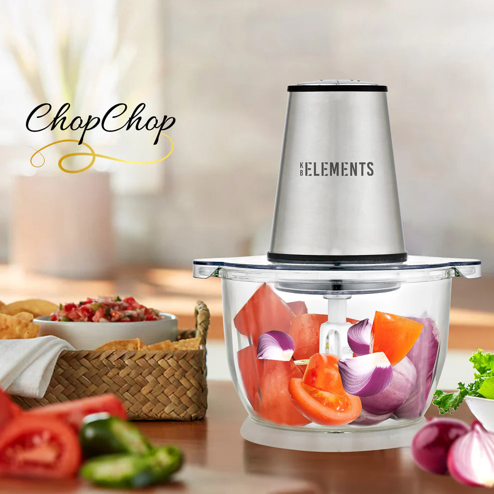 KB ELEMENTS Electric Chopper "ChopChop" – 2L Glass Bowl, 300W Stainless Steel Motor (ELK306FC)