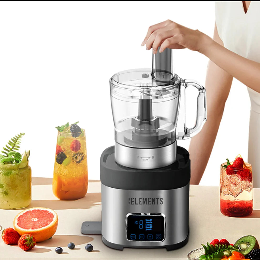 KB ELEMENTS 7-in-1 Multifunction Food Processor – Glass & Stainless Steel, 800W (ELK304FP)