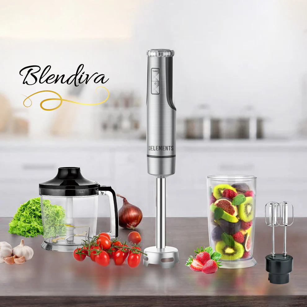 KB ELEMENTS Multifunction Hand Blender "Blendiva" – 800W Stainless Steel, 8 Speeds & Turbo (ELK307HB)