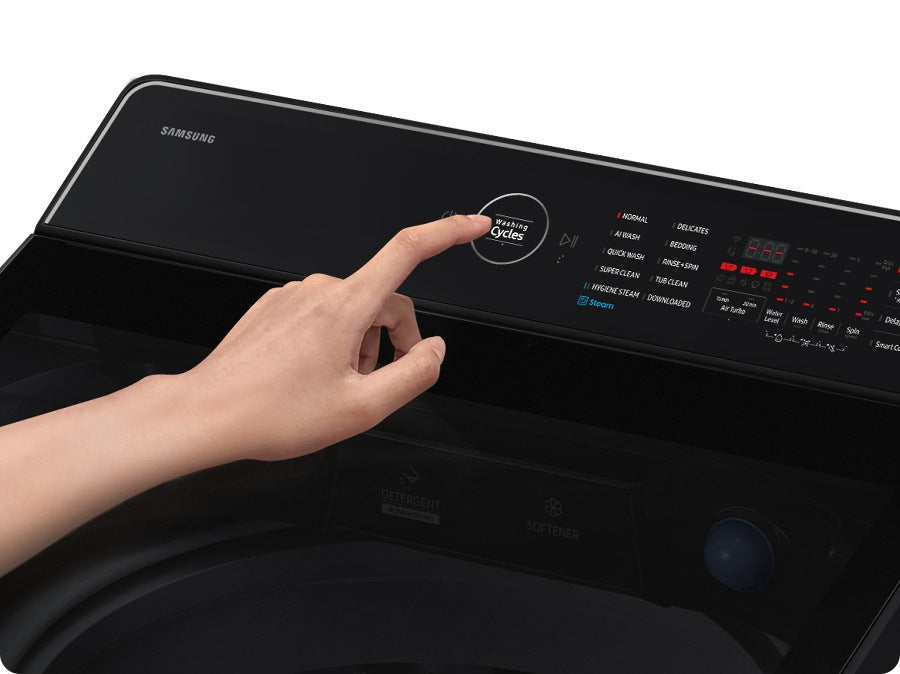 Samsung Top Load Washing Machine 19 KG Black Caviar – AI Wash, Ecobubble™, BubbleStorm™, Super Speed | WA80F19S8BRQ