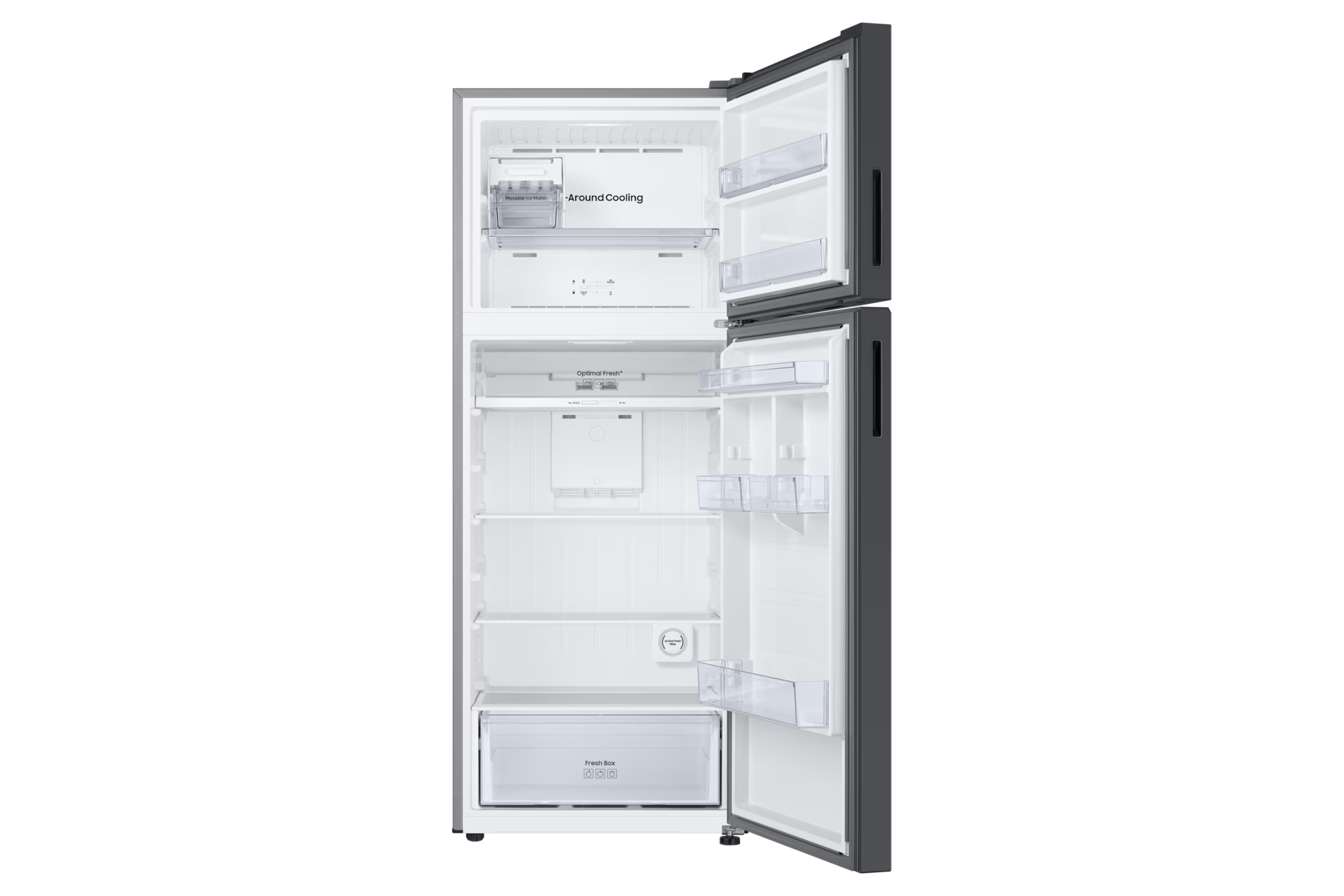 ثلاجة سامسونج بفريزر علوي، مصممة حسب الطلب، سعة 463 لترًا، RT47CB664222IQ، زجاج أسود