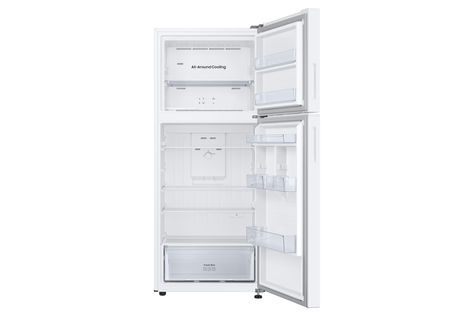 ثلاجة سامسونج بفريزر علوي، سعة 391 لترًا، موديل RT38CG6000WW، لون أبيض